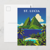 St. Lucia Caribbean Island Travel Art Briefkaart (Voorkant / Achterkant)