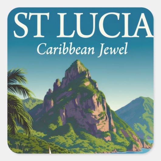 St Lucia Caribbean Jewel Vierkante Sticker (Voorkant)