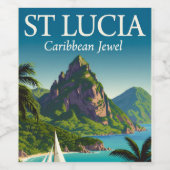 St Lucia Caribbean Jewel Wijn Etiket (Enkel label)