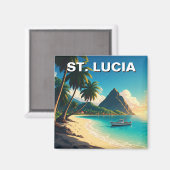 St. Lucia Caribbean reizen Magneet (Voorkant / Achterkant)