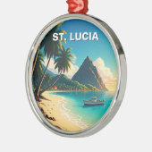 St. Lucia Caribbean reizen Metalen Ornament (Links)