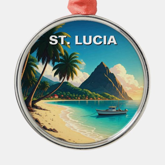 St. Lucia Caribbean reizen Metalen Ornament (Voorkant)