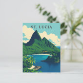 St. Lucia Caribbean Retro Reizen Kunst Briefkaart (Staand voorkant)