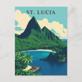 St. Lucia Caribbean Retro Reizen Kunst Briefkaart (Voorkant)