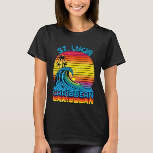 St Lucia Caribbean Retro Throwback Surf & Beach So T-shirt (Voorkant)