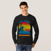 St Lucia Caribbean Retro Throwback Surf & Beach So T-shirt (Voorkant volledig)