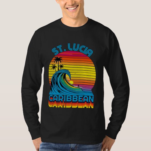 St Lucia Caribbean Retro Throwback Surf & Beach So T-shirt (Voorkant)