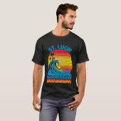 St Lucia Caribbean Retro Throwback Surf & Strand Z T-shirt (Voorkant volledig)
