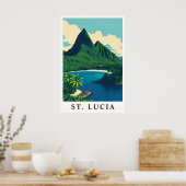St. Lucia Caribbean Tropical Beach Travel Art Poster (Keuken)