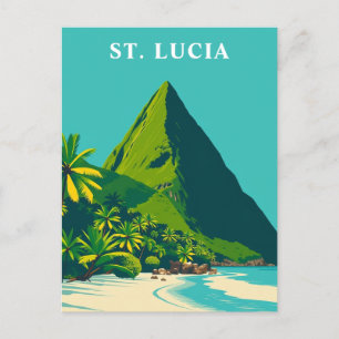 St. Lucia Caribbean Vintage Travel Art Briefkaart