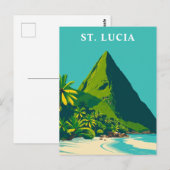 St. Lucia Caribbean Vintage Travel Art Briefkaart (Voorkant / Achterkant)