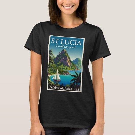 St Lucia Caribische Juweel T-shirt (Voorkant)