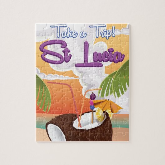 St Lucia Cartoon-reisposter. Legpuzzel (Verticaal)