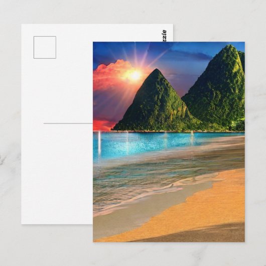 St. Lucia De Pitons Zonsopgang Briefkaart (Voorkant / Achterkant)