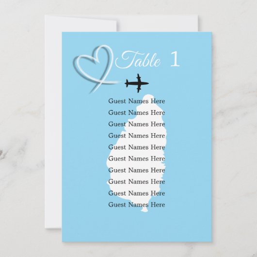St Lucia Destination Wedding Table Plan Card Kaart (Voorkant)