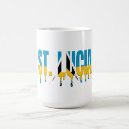 St. Lucia Drip Tekst | Caraïbisch Vlagontwerp | Fa Koffiemok