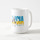 St. Lucia Drip Tekst | Caraïbisch Vlagontwerp | Fa Koffiemok (Voorkant rechts)