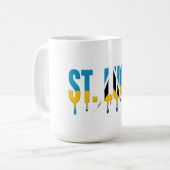 St. Lucia Drip Tekst | Caraïbisch Vlagontwerp | Fa Koffiemok (Voorkant links)