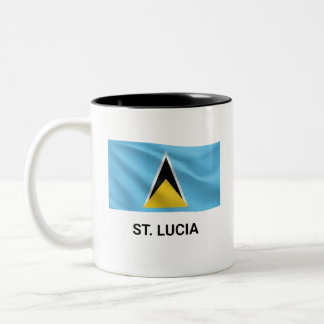 St. Lucia Eenvoudige Vlag | Elke Dag Trots Tweekleurige Koffiemok