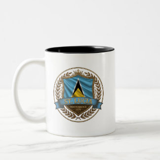 St. Lucia Erfgoed Crest | Caribische trots Tweekleurige Koffiemok