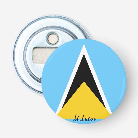 St Lucia Flag Bottle Open Button Flesopener (Voorkant)