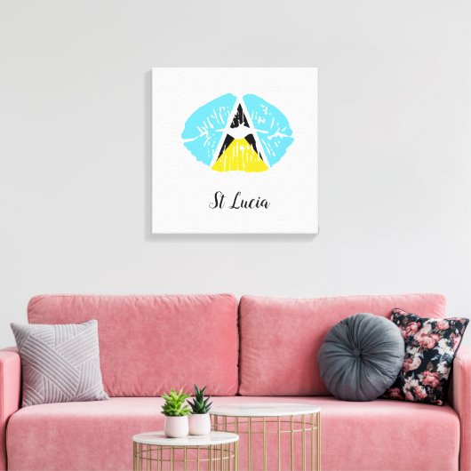 St. Lucia Flag lips Canvas Print (Insitu (Woonkamer))