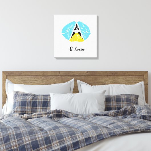 St. Lucia Flag lips Canvas Print (Insitu (Slaapkamer))