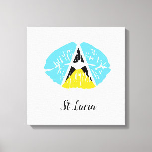St. Lucia Flag lips Canvas Print