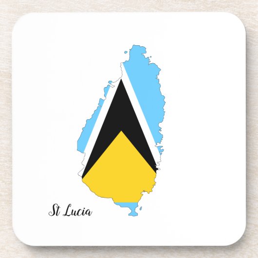 St Lucia Flag Map Bier Onderzetter (Voorkant)