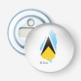 St Lucia Flag Map Button Flesopener