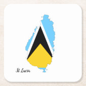 St Lucia Flag Map Kartonnen Onderzetters (Voorkant)