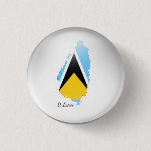 St Lucia Flag Map Ronde Button 3,2 Cm