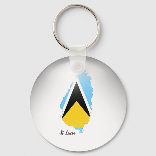 St Lucia Flag Map Sleutelhanger (Voorkant)