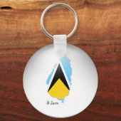 St Lucia Flag Map Sleutelhanger (Voorkant)