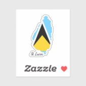 St Lucia Flag Map Sticker (Vel)