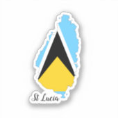 St Lucia Flag Map Sticker (Voorkant)