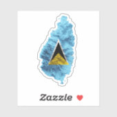 St Lucia Flag Map Sticker (Vel)