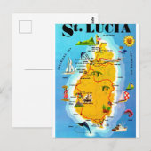 St Lucia Kaart Ansichtkaart (Voorkant / Achterkant)