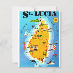 St Lucia Kaart Ansichtkaart