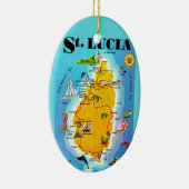 St Lucia Kaart Ansichtkaart Ornament (Rechts)