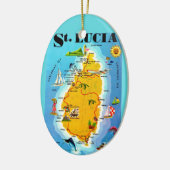 St Lucia Kaart Ansichtkaart Ornament (Links)