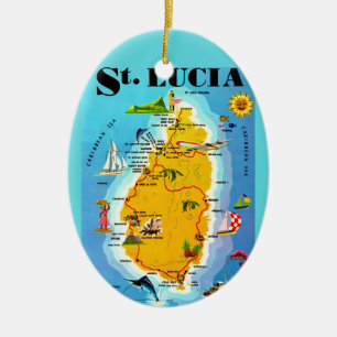 St Lucia Kaart Ansichtkaart Ornament