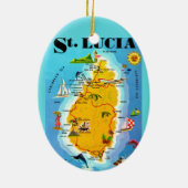 St Lucia Kaart Ansichtkaart Ornament (Achterkant)
