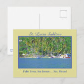 St. Lucia: Palmbomen, Zeeen bries. Ja. Ja, alsjebl Briefkaart (Voorkant / Achterkant)