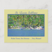 St. Lucia: Palmbomen, Zeeen bries. Ja. Ja, alsjebl Briefkaart (Voorkant)