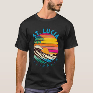 St Lucia Retro 1980S stijl Caribisch strand T-shirt