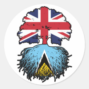 St. Lucia Saint Lucian British UK Tree Roots Ronde Sticker