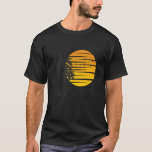 St. Lucia Strand Palm Bomen West-Indië Souvenir Vi T-shirt