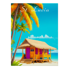 St Lucia Strandhut Reisposter Perfect Poster