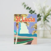 St Lucia vintage strand reisposter Briefkaart (Staand voorkant)